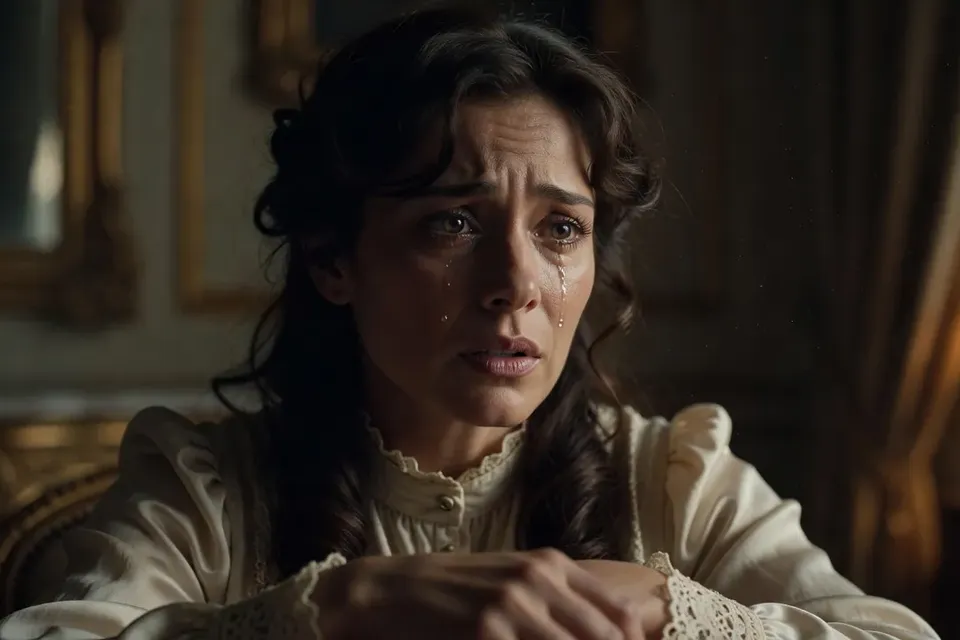 Actrice française dans une scène dramatique, portrait cinématographique, éclairage artistique