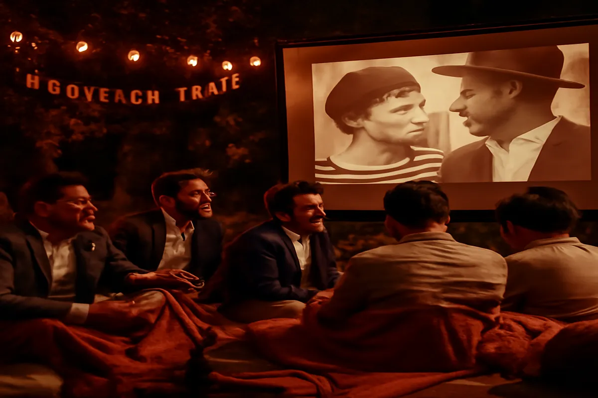Groupe d'amies célébrant un EVJF thème cinéma, ambiance festive française