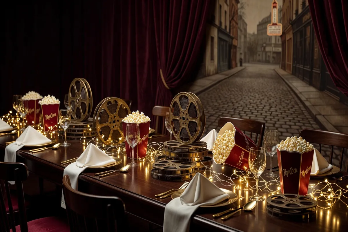 Soirée quiz cinéma entre amis, décor festif thème mariage